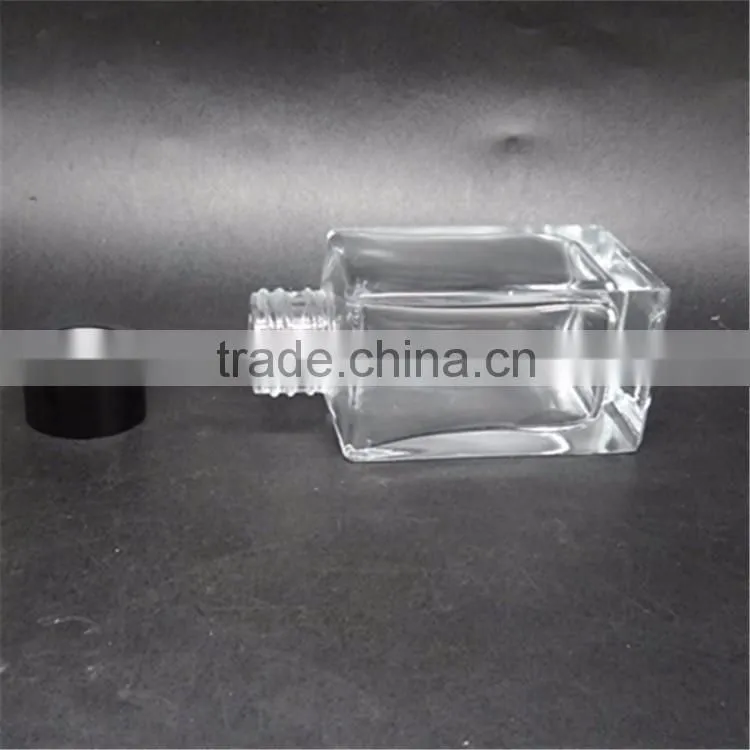 90ml square glass material clear color aroma diffuser bottles with aluminum caps