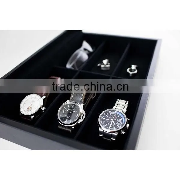 custom genuine leather glasses case watch storage box jewelry display case with glass top