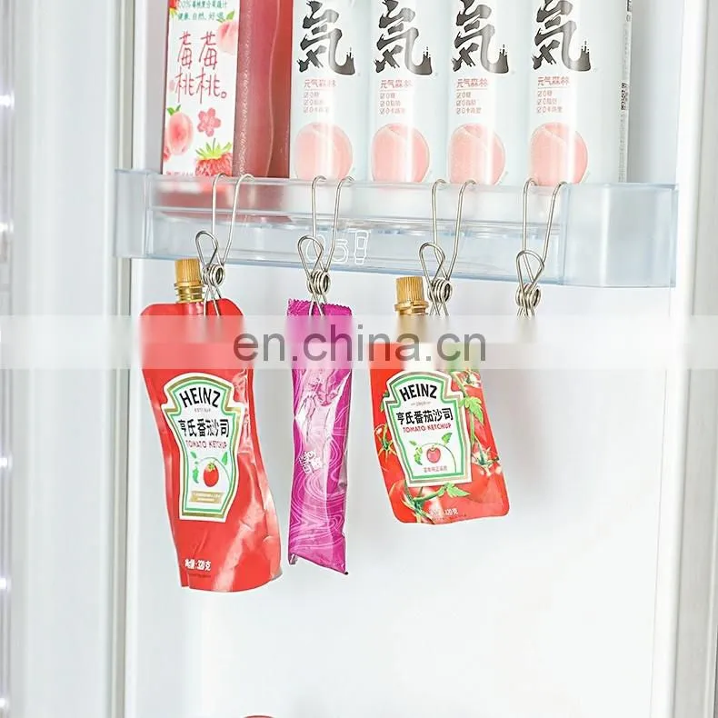 Home Storage Rack Laundry Chip Hooks Clothes Pegs Photo Clip Stainless Steel Clothespins Towel Chips Hook Laundry Storage Holder