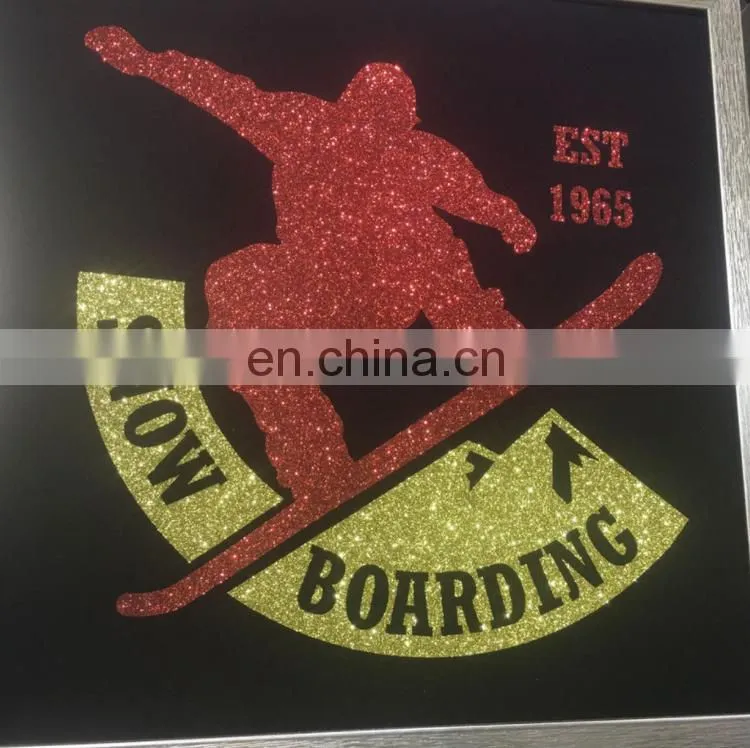 wholesale Korea best quality htv glitter film heat transfer glitter color vinyl rolls for t-shirt custom