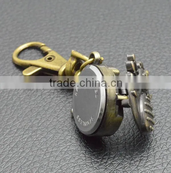 custom key chain watch with retro metal bronzed chain spider pocket watch