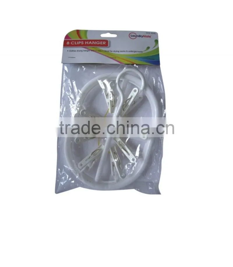 hot sale color plastic cloth hanger peg drying racks (8 Clips)