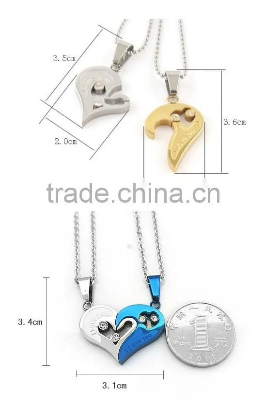 Fashion Jewelry 2016 316l Stainless Steel Jewelry Heart Pendant Necklace Necklaces For Couple