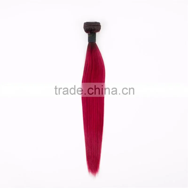 Cheap ombre human hair extension from 8" to 28" black and red ombre hair