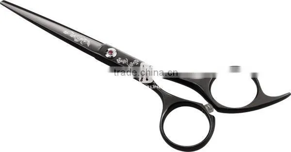 SK100B Flower Whisper shiny black titanium coating tijera de peluqueria