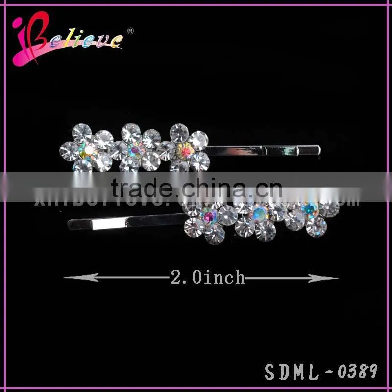 Cute cheap hair accessories wholesale diamond hair clips,flower design hair clip for women