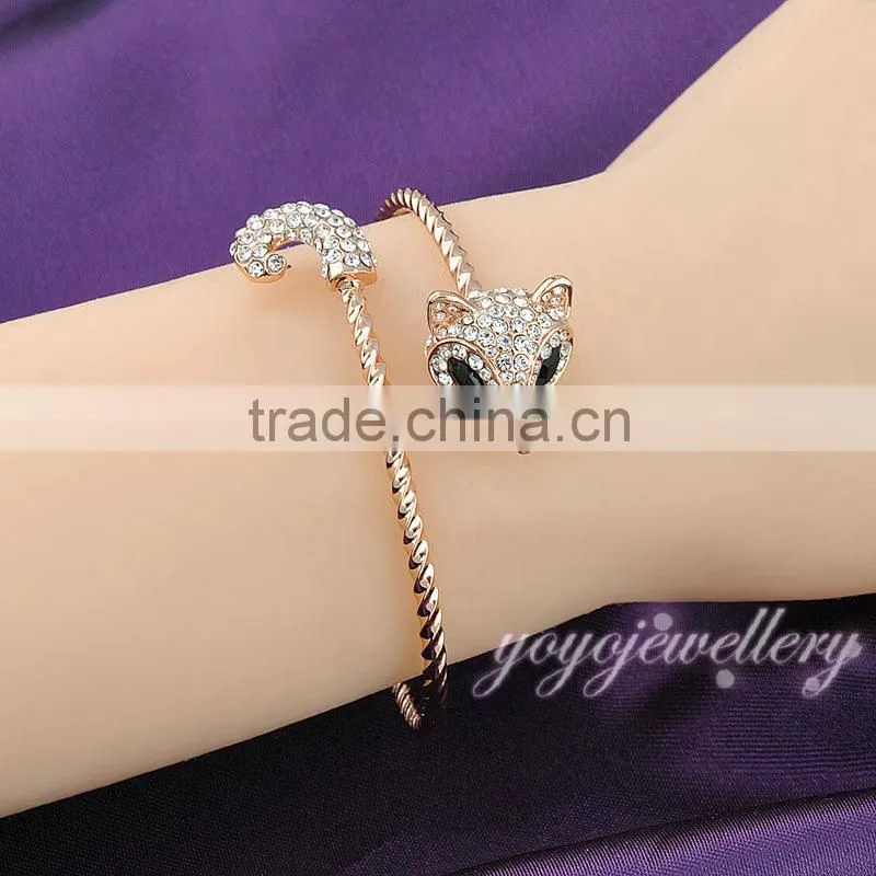 New launched rose gold cuff women fake crystal bangles