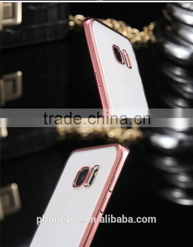 Luxury Rose Gold TPU Plating Plated Edge Soft Clear Case for Samsung S7 edge