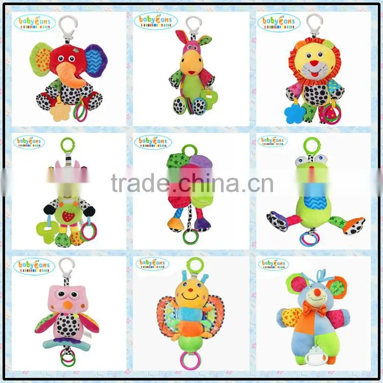 Babyfans 2015 New Product Cartoon Animal Toys And Plush Stuffed Baby Toys Baby teether toy with rattles