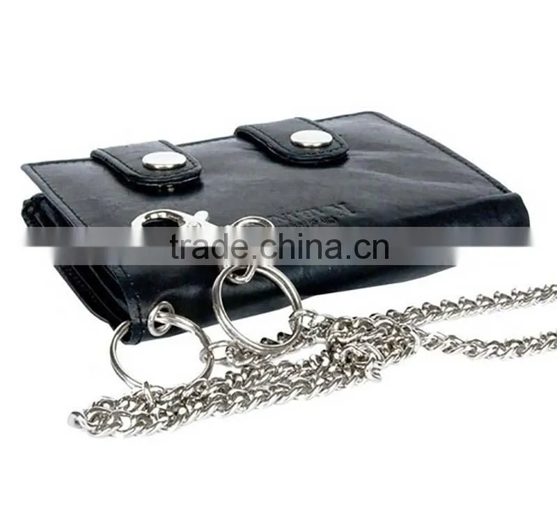 German Trifold Design Men's Biker Chain Wallet With ID Card Holder