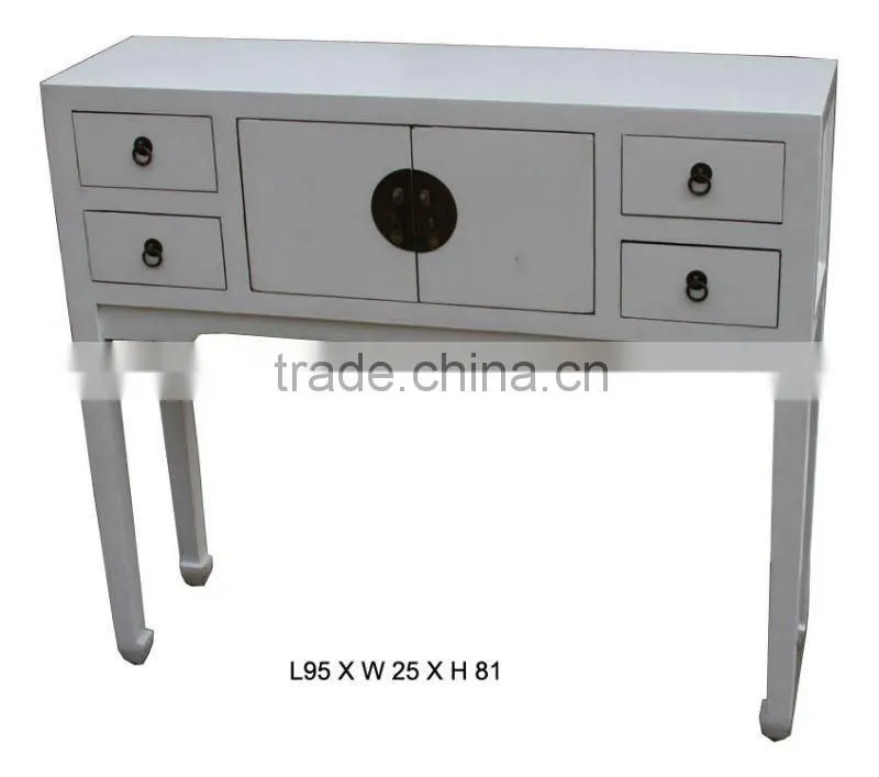 Chinese reproduction white small wooden bedside cabinet
