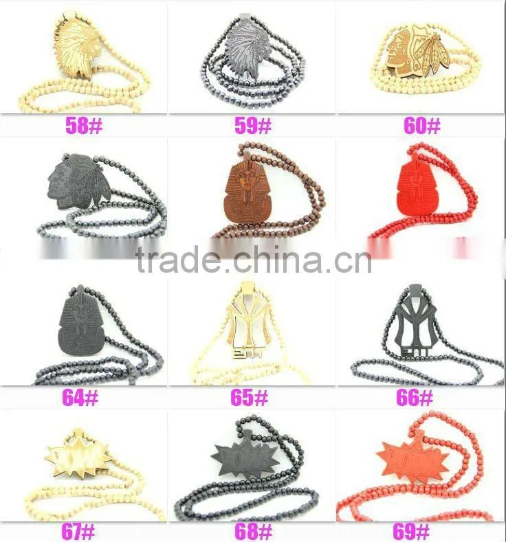 Men's Hip Hop good bamb Pendants Wood Rosary Chains Beads wooden Necklaces