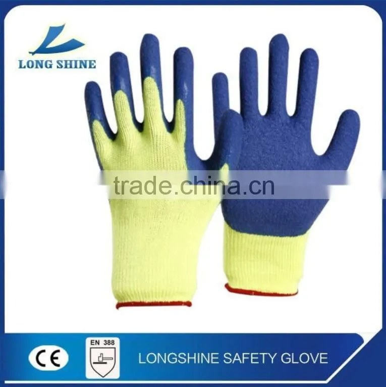 Lowest price 10G poly/cotton liner with Latex coated safety working glove