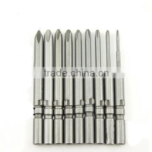 9PCS 801 Round Shank Magnetic Phillips Cross Screwdriver Bits Electric Screwdriver Set 60mm Length AR-10