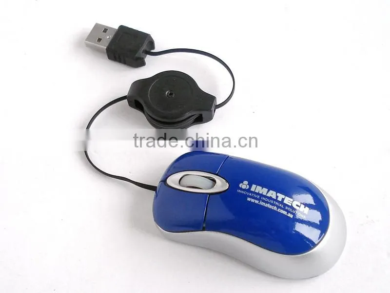 Portable super mini retractable cute wired mouse with factory price and good DHL shipping service