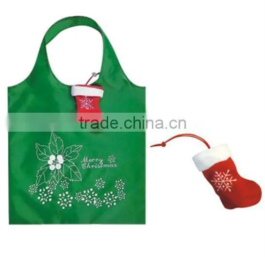 polyester foldable bag for shopping, sales promotion (Christmas sock)