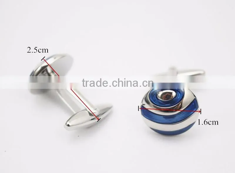 New Design Blue Silver Copper Cufflinks Custom