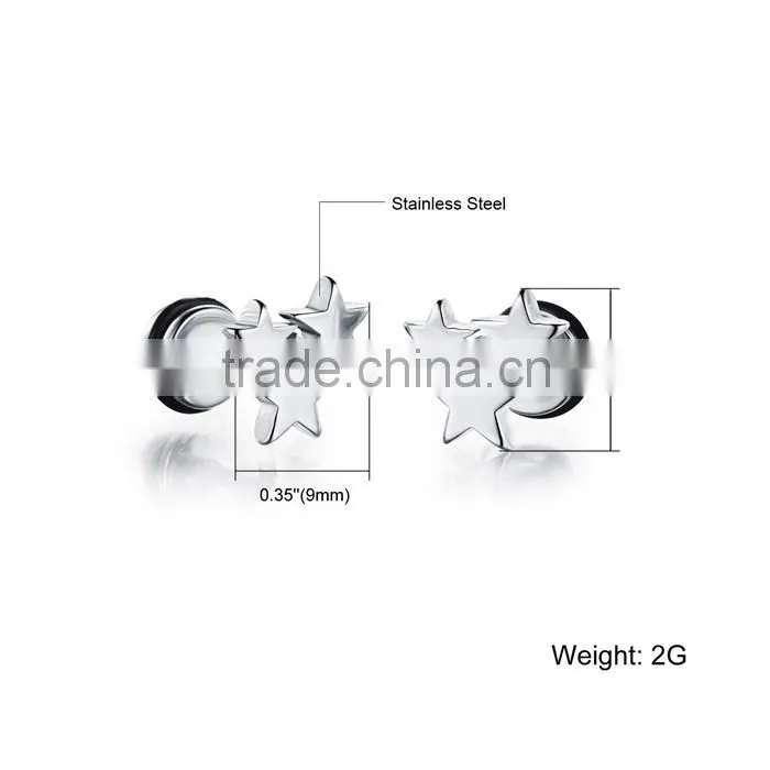 316L jewellery for men factory price triple star earring