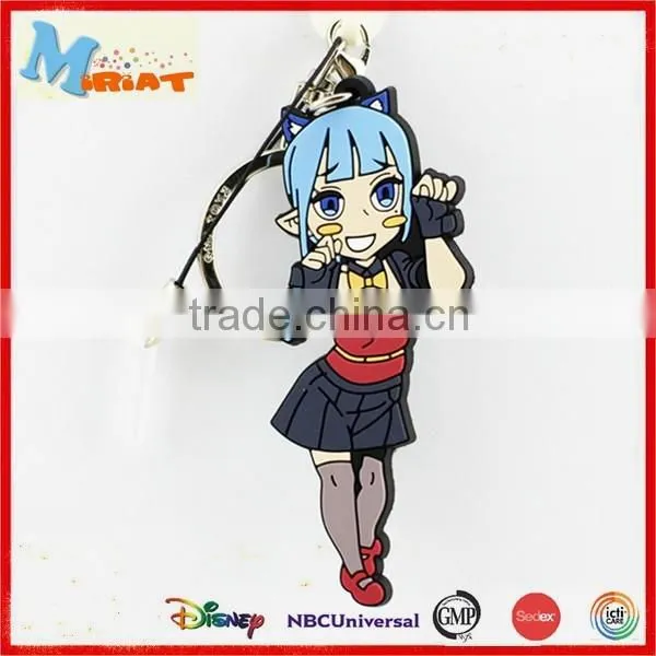 Promotional gifts famous brand rubber charm figure keychain