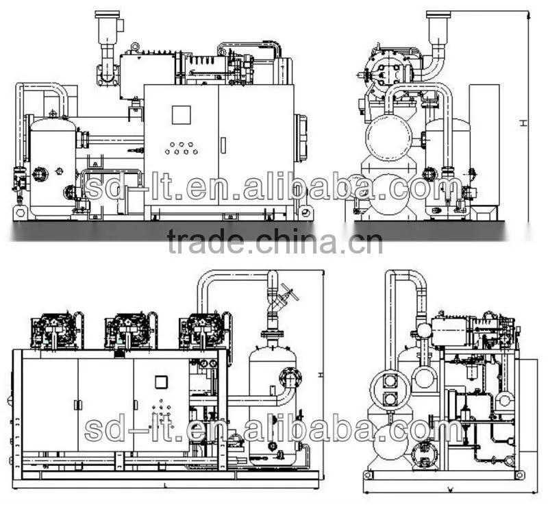 JZBLGF Air Cooled Compressor Racks R404a,R22 Refrigerant,Bizter Semi-hermetic Compressor Racks Air to Water Condensing Unit