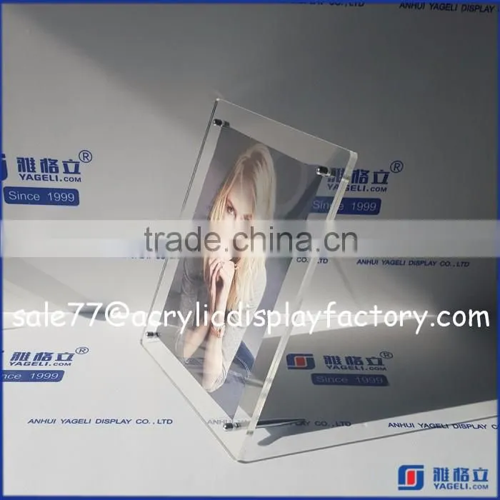 Yageli Factory High Clear Two Side Large Acrylic Cube Photo Frame 2016