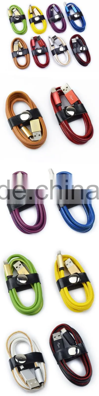 100% Real Leather Coated 2.1 A USB Cable For Iphone