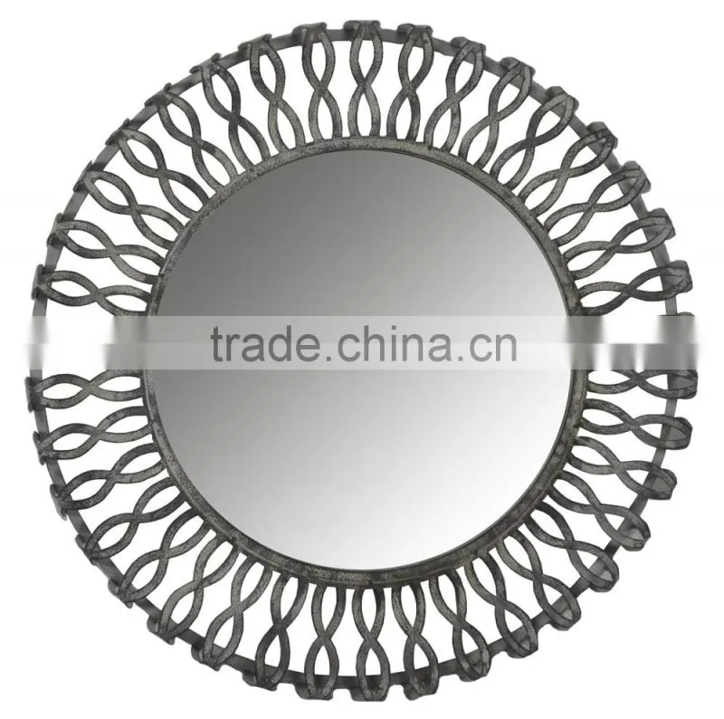 French antique handmade decorative round metal wall mirror frame