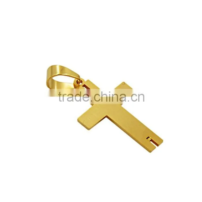 Fashion gold plated jewelry stainless steel scriptures cross necklace pendant
