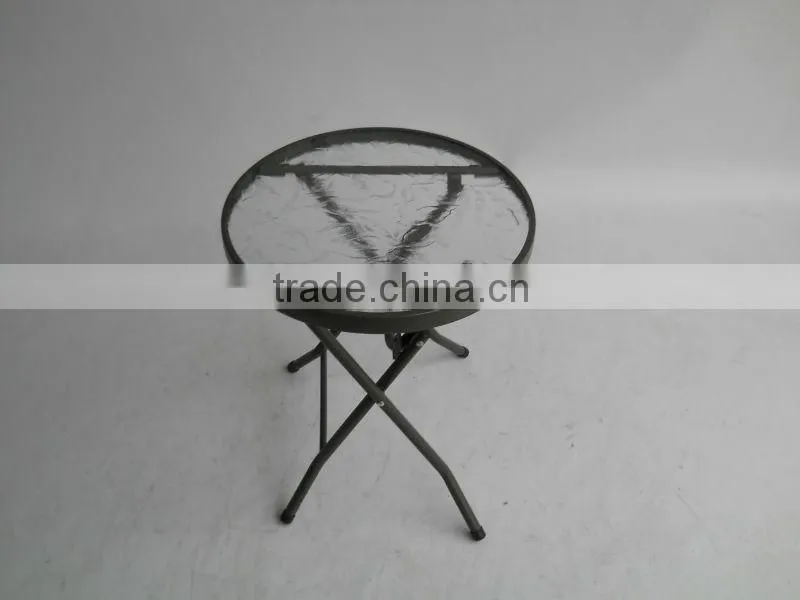 Folding Camping Glass Table With Steel Tube For Picnic