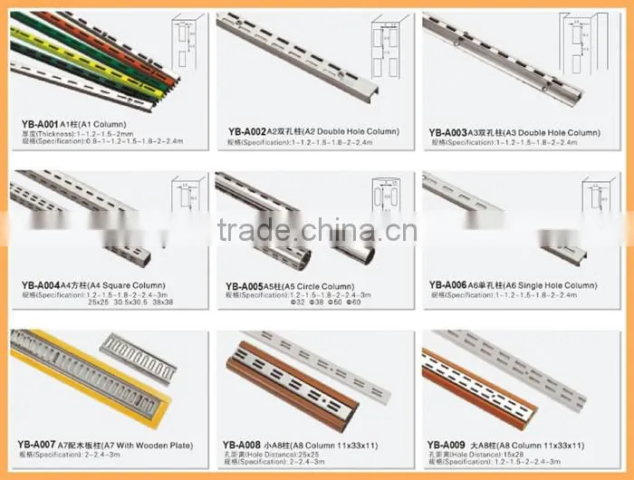 Metal Chrome Square Tube Display Support Slotted Aluminum Tube