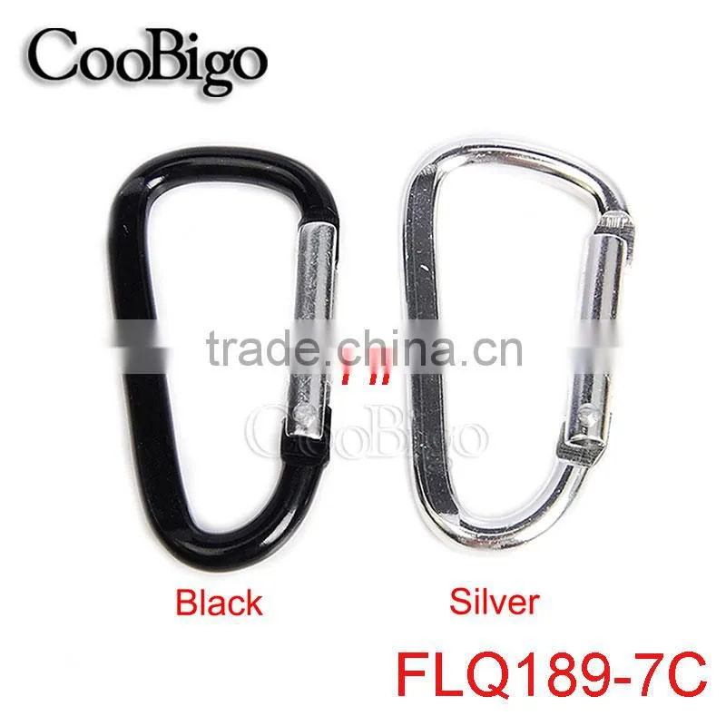 Aluminum Spring Flat Carabiner Snap Hook Hanger Keychain Hiking Camping #FLQ189-7C(Mix-s)