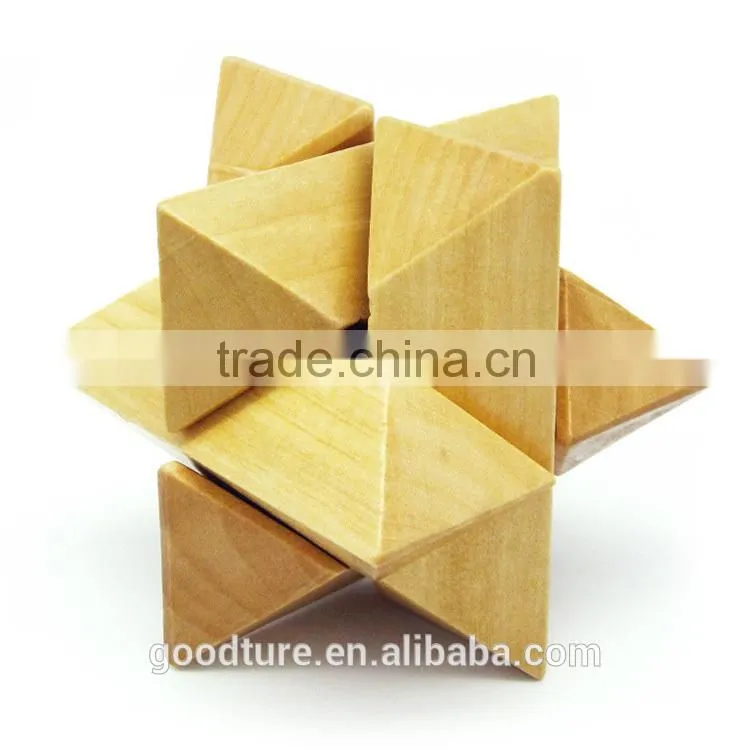 2015 Hot Sale Wooden IQ Intelligent Puzzle Magic Puzzle Kongming Lock Brain Teaser Model Number GAD1078