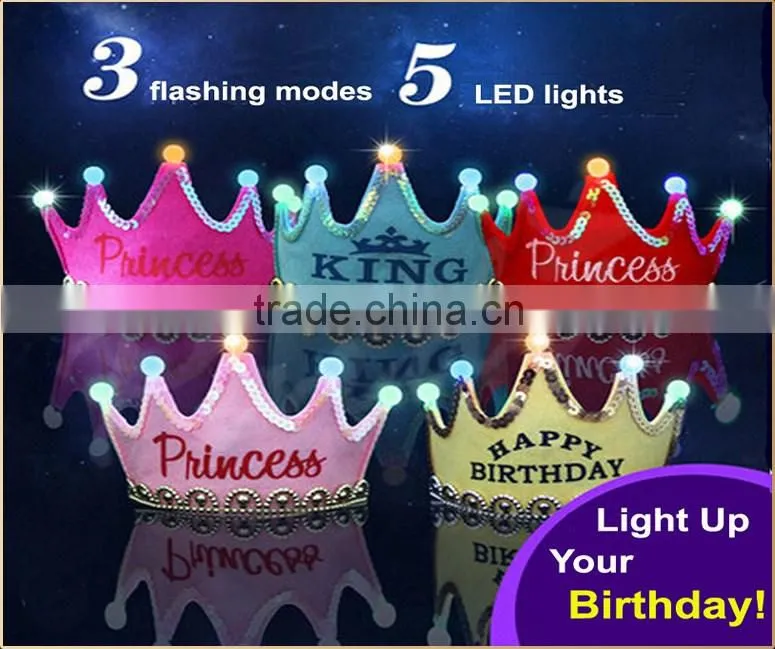 Birthday party LED light up crown hat