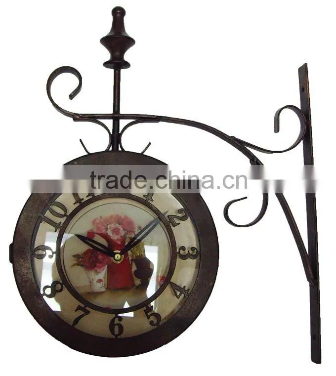 Quartz Double Sides Metal Wall Clock