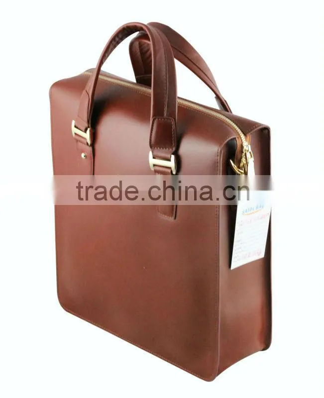 custom made top-quality genuine leather men's briefcase with hot selling metal brand breifcase, genuine leather briefcase