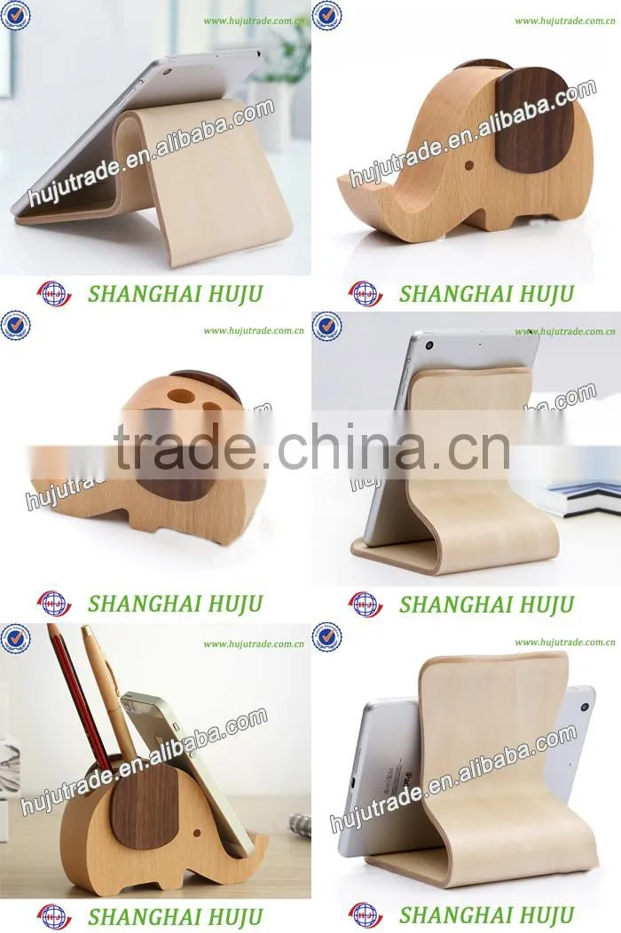 Elephant wooden mobile phone holder