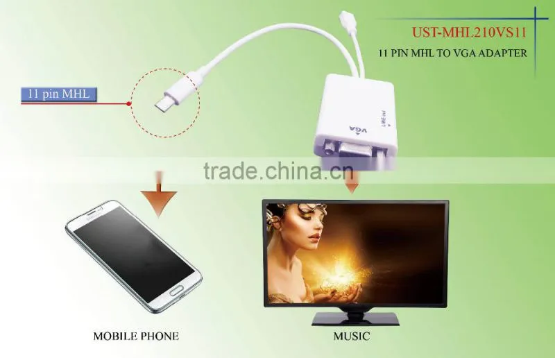 Micro USB 11pin MHL adaptador VGA + audio for smart phone