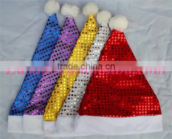 Decorations xmas colorful funny Sequins christmas santa hats