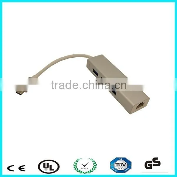USB 3.1 Type C Multiple 3 Ports Hub with Gigabit Ethernet Network LAN Adapter