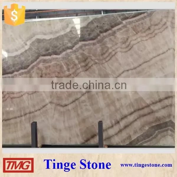 Elegant wood grain onyx slab on hot sale