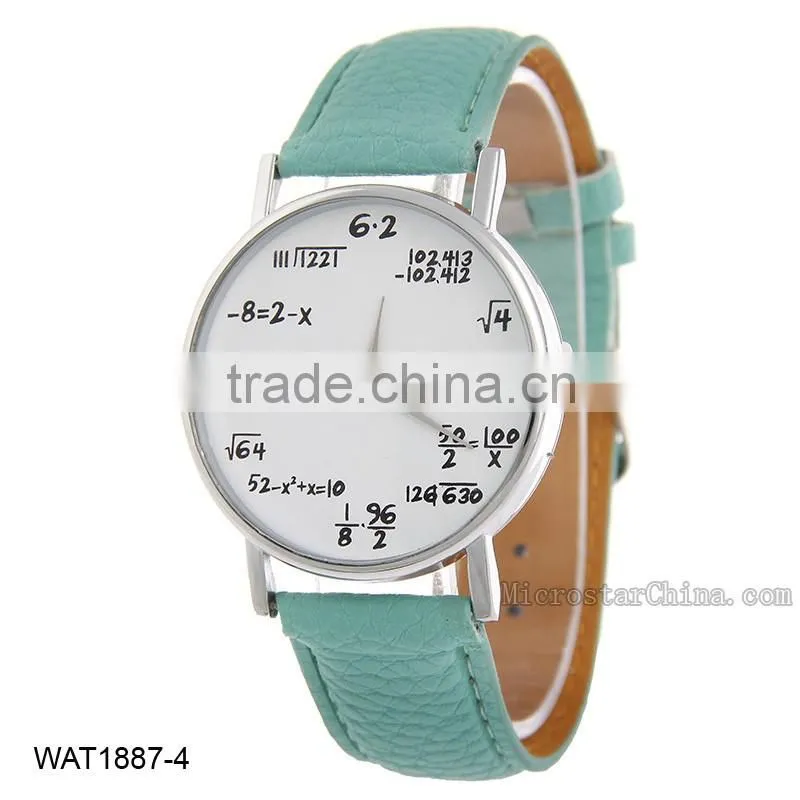 Creative Personalized Mathematical Formula Pink Leather Wrist Watch