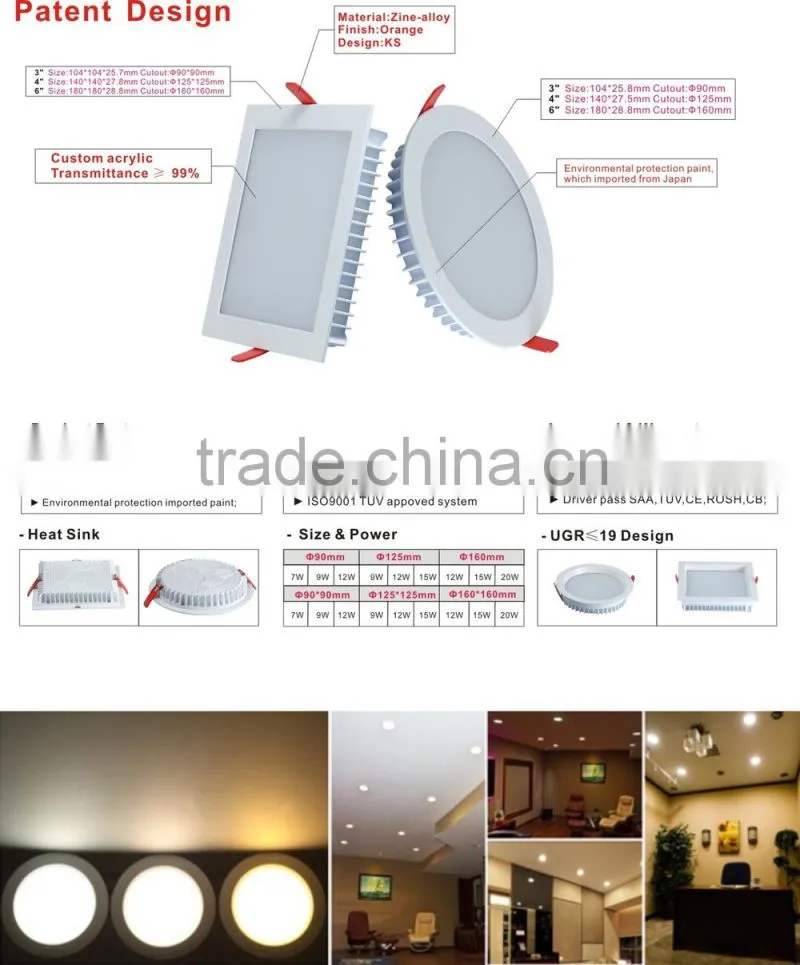 190mm cutout led downlight Die-casting aluminum material downlights
