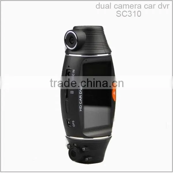 SC310 high quality 2 channel car dvr 2.7 dual camera gps g-sensor car dvr