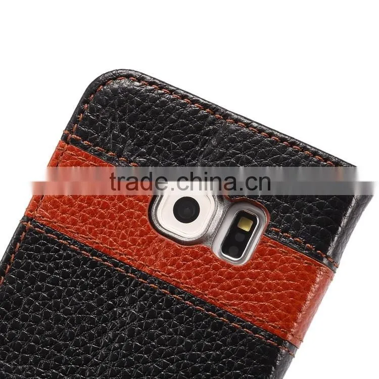For Samsung Galaxy S6 Edge New Genuine Real Leather Card Holder Flip Wallet Case Cover