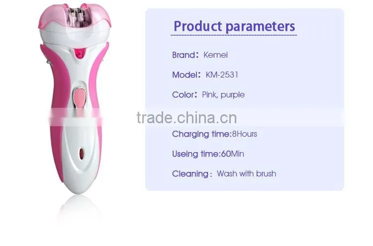 Kemei2531 New 4 in 1 Multi-function Women Shave Electric Epilator & Foot Care Callous Remover