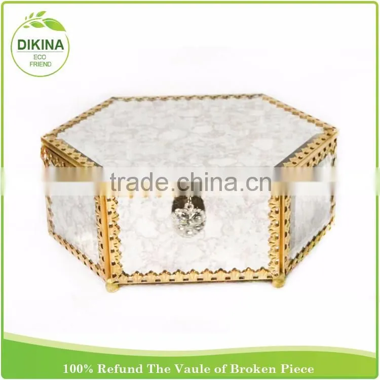 Bridesmaid Maid of Honor Personalized Vintage jewellery case decorative metal lock hexagon square rectangle round box packaging