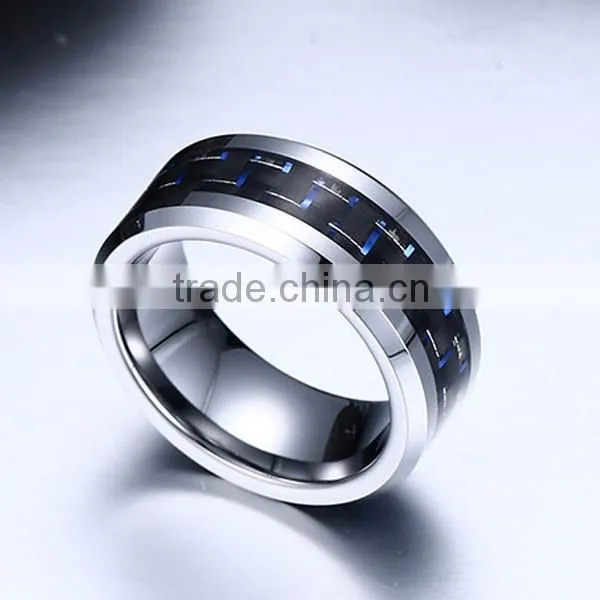 Top Quality Fashion Black Carbon Fiber Tungsten Steel Ring