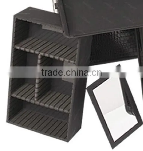 Black Makeup pro Rolling Trolley Case- Purple Trim, large storage & tray