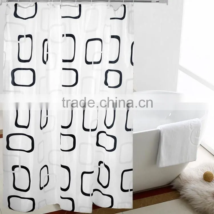 Grey color Polyester print fabric bathroom shower curtain panel