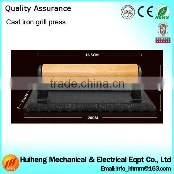 Wood Handle Cast Iron Grill Press